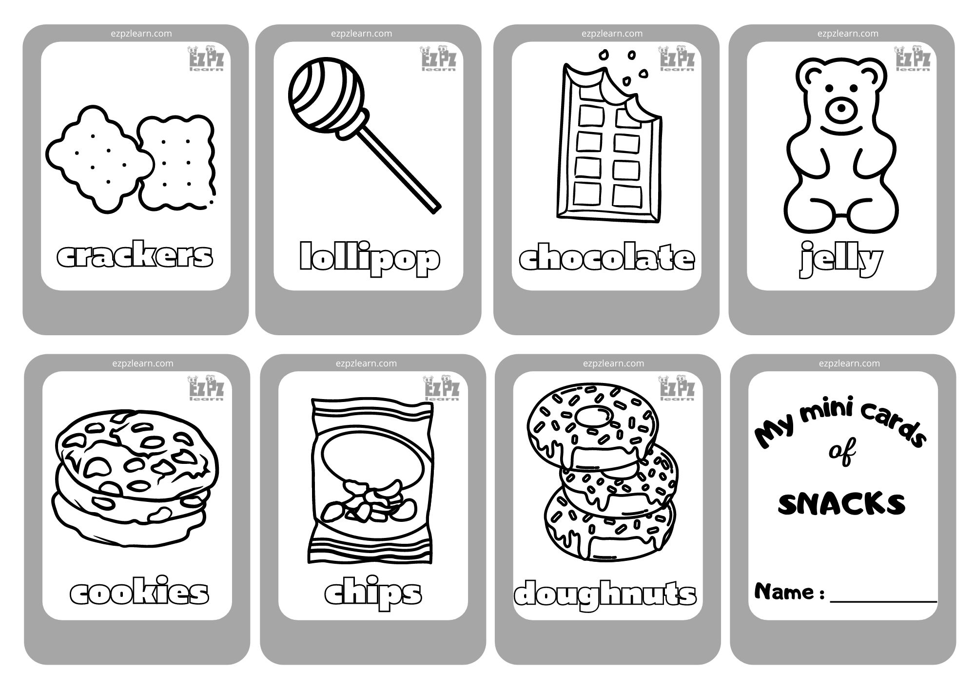 Snacks 1 Mini Cards Coloring